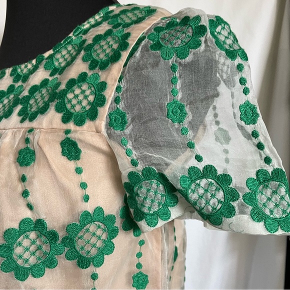 ANTHRO Leifsdottir Sheer Embroidered Floral Blouse with Exposed Zipper - Picture 3 of 8